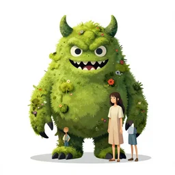 a terrifying monster made of moss and flowers. clean cel shaded vector art. shutterstock. behance hd by lois van baarle, artgerm, helen huang, by makoto shinkai and ilya kuvshinov, rossdraws, illustration, art by ilya kuvshinov