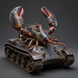 lobster - shaped battle tank, dark fantasy, exaggeratedly detailed, realistic, retrofuturistic, elfpunk, cyberpunk, magic