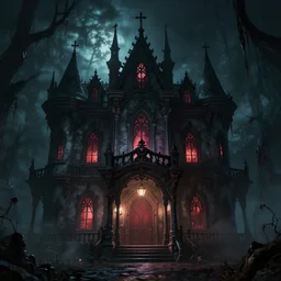 final fantasy 7 pre-rendered background, creepy vampire mansion