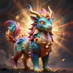 a colorful god animal, cool colors, spirited style, high realism, rich details