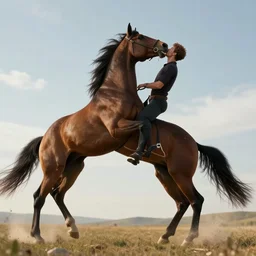 horse man testing the limits of time, kissing the sky, octane render, 8k, cinematic