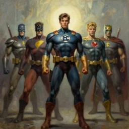 steve buscemi as all the dc superheroes. gouache fairytale art, russian romanticism, muted palette, backlighting, depth of field, jack kirby