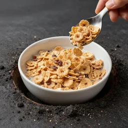 a bowl of cereal being sucked into a blackhole. highly detailed