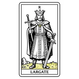 king with sword in tarot card style, out lines, high details