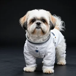 a shibu dog wearing a spacesuit