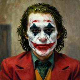 The Joker portrait painting by Rembrandt, 4K, detailed