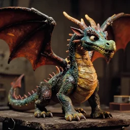 still from a colour movie of a stop motion dragon, by ray harryhausen, 3 5 mm film, grainy, evocative, atmospheric lighting, intricate, highly detailed, sharp focus, cinematic, masterpiece