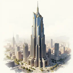 sketch of a fantasy skyscraper