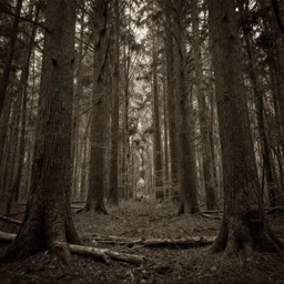 creepiest forest photograph, sepia