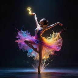 key light glow atmospheric light dancer splash art graphic design color splash high contrasting art, fantasy, highly detailed, art by greg rutkowski