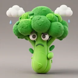 a claymation broccoli complaining about the weather