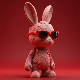 rabbit groot as marble statue, red sunglasses, very red background, soft red texture, red realistic 3 d render, hard red lights, 4 k, high detailed photography red, 5 0 mm lens, rich red colors, smooth gradients, depth of field, cinematic, hyper realism, high detail, octane render, unreal engine, 8 k, very red colors