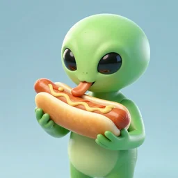 big bossomed alien eating a hotdog - w 7 0 0