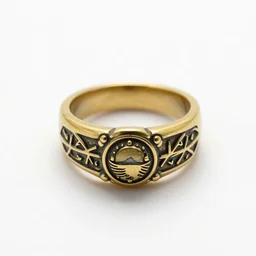 brass enchanted ring, studio product photography, isolated on a pure white background, centered, entire object in frame, sharp focus, soft studio lighting