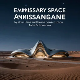 emissary space by arthur haas and bruce pennington and john schoenherr, cinematic matte painting, zaha hadid building, photo realism, amangani, dark color palate, blue hour stars, desolate desert landscape,