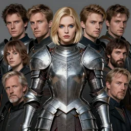 fantasy paladin woman, symmetrical portrait, centered view, short blonde hair, blue eyes, level 1 plate armour, pale skin, 4k, by wlop, artgerm, andrei riabovitchev, nuri iyem, james gurney, james jean, greg rutkowski, highly detailed, soft lighting 8k resolution