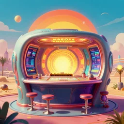 beautiful matte retrofuturistic masterpiece of casino inspired by fallout : new vegas game, artstation,
