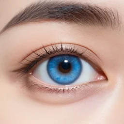 a very close up image of a blue ey