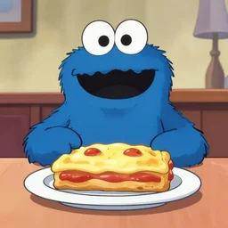 the cookiemonster is the lasagna monster now