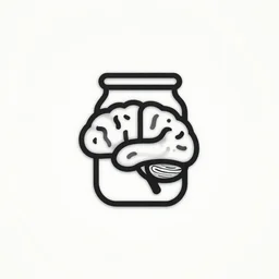 minimalistic logo of brain on jar, photo, trending on behance, award winning