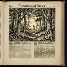 a page from Encyclopedia of fairies, style Gutenberg bible,
