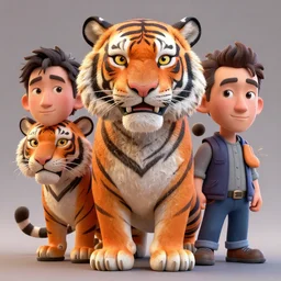 stylish colourful caricature - 3 d vfx art - of a tiger, art style by james jean & hsiao - ron cheng, character concept art, unreal engine render, digital illustration, sharp, intricate detail, volumetric light, ray tracing, soft light, claymation style, symmetric, acrylic on canvas, pinterest, artstation, behance,