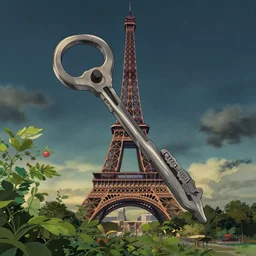a wholesome animation key shot, eifel tower in the background, foliage in the foreground, studio ghibli, pixar and disney animation, sharp, rendered in unreal engine 5, anime key art by greg rutkowski, bloom, dramatic lighting