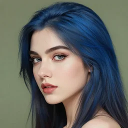 beautiful bluehead woman, digital art, closeup