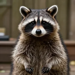 a raccoon dressed up as gordon ramsay, realistic.