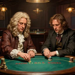isaac newton and stephen hawkins playing poker in an old west saloon, intricate, highly detailed, centered, digital painting, artstation, concept art, smooth, sharp focus, illustration, art by james gurney and norman rockwell and greg rutkowski
