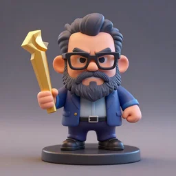 a plastic gaming miniature of a grumpy gen x - er in glasses and beard, creative, beautiful, award winning design, functional, trending on artstation
