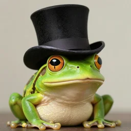 a frog wearing a top hat, realistic photo