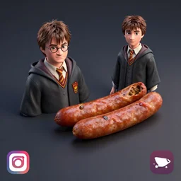 harry poter and sausage gifts, octane render, instagram photo, unreal engine 5