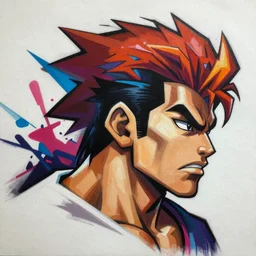 Sean of Street Fighter 3: Third strike profile picture by Sachin Teng, asymmetrical, Organic Painting , Violent,  Powerful, geometric shapes, hard edges, energetic, graffiti, street art:2 by Sachin Teng:4
