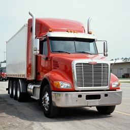 freightliner truck, front view, 8 0 mm, kodachrome,