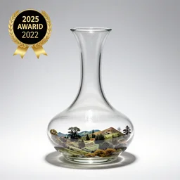 pastel decanter, commercial catalog photo, isolated on a pure white background, centered, entire object in frame, sharp focus, soft studio lighting