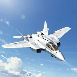 An awe inspiring flight shot of a VF25 Messiah from Macross Frontier soaring through the air on a sunny day with a clear blue sky, anime, Macross, Macross Frontier, Valkyrie Jet