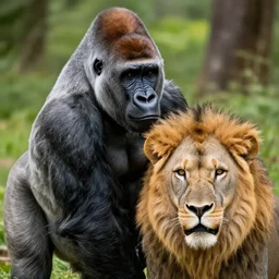 magnificent photography of a gorilla with a lion head