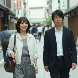 japanese women and men on a japan street, still of a japanese movie ( 2 0 1 5 )
