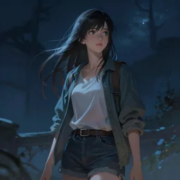 a girl from final fantasy live action, casual clothing, evocative, mystical night, very very very very detailed, award winning, masterpiece digital painting by greg rutkowski, alex grey, artstation, 4 k wallpaper