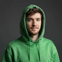 portrait of a chad programmer with green hood by jesper ejsing, dramatic lighting