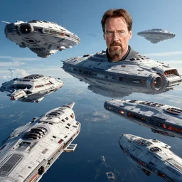keanu reeves as walter white! dream space battle between huge ships, star wars, futurism, scifi, rendered scene, computer graphics, 3 d render, spaceship, rendered scene, concept art, epic, concept, large scale, very high quality, super high resolution, scifi, space, ship, render