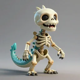 a cartoony skeleton dynasour, in the style of Rayman origins, michael ancel, Ruan Jia and Mandy Jurgens and Greg Rutkowski, trending on Artstation, award winning, unreal engine, octane render H 1024