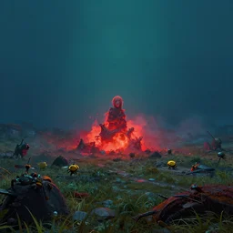 a distant colony emerges out of the gloom, photo by beeple and simon stalenhag, trending on artstation, photorealistic lighting, octane render, 4 k, hd, saturated vibrant colors