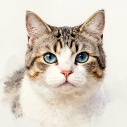 ragdoll cat highly detailed watercolor painting