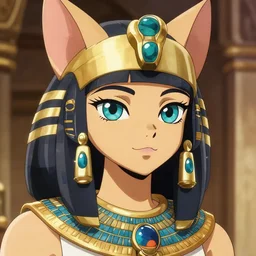A close-up fantasy anime portrait of an egyptian catgirl, by Sakimichan, SFW version, trending on Artstation