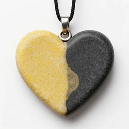 beautiful but simple amulet made from equal parts bright sandstone and dark sandstone, representing powerful love