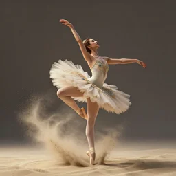 a dancing ballerina dissolving into sand, digital art, fantasy art, octane render, ureal engine, high detail, very realistic, by greg rutkowski. by james gurney