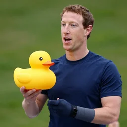 mark zuckerberg holding a yellow duck