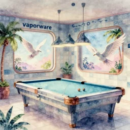 vaporwave 8 0's tile pool room, by beeple, windows, 3 d rendering, fantasy lut, epic composition, sci - fi, dreamlike, surreal, angelic, cinematic, 8 k, unreal engine, photorealistic, watercolor, fantasy concept art, palm trees